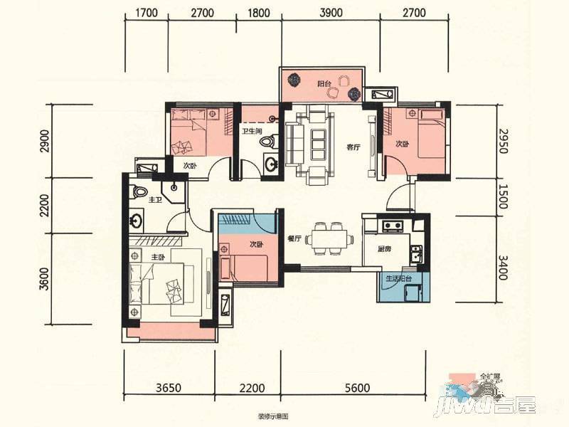 深圳星河传奇4室2厅2卫88㎡户型图