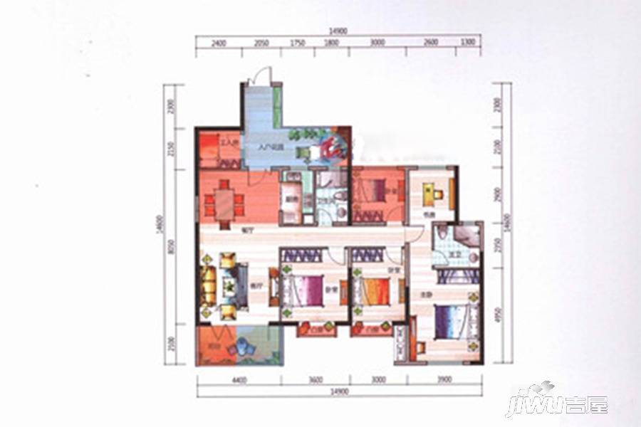 蓝郡左岸5室2厅1卫157㎡户型图