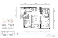 卓越前海壹号2室1厅2卫120㎡户型图