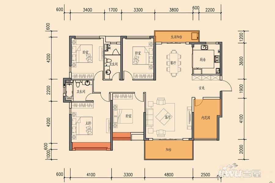 佳兆业御龙山5室2厅2卫178㎡户型图