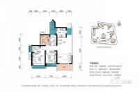 朗泓龙园大观3室2厅2卫89㎡户型图