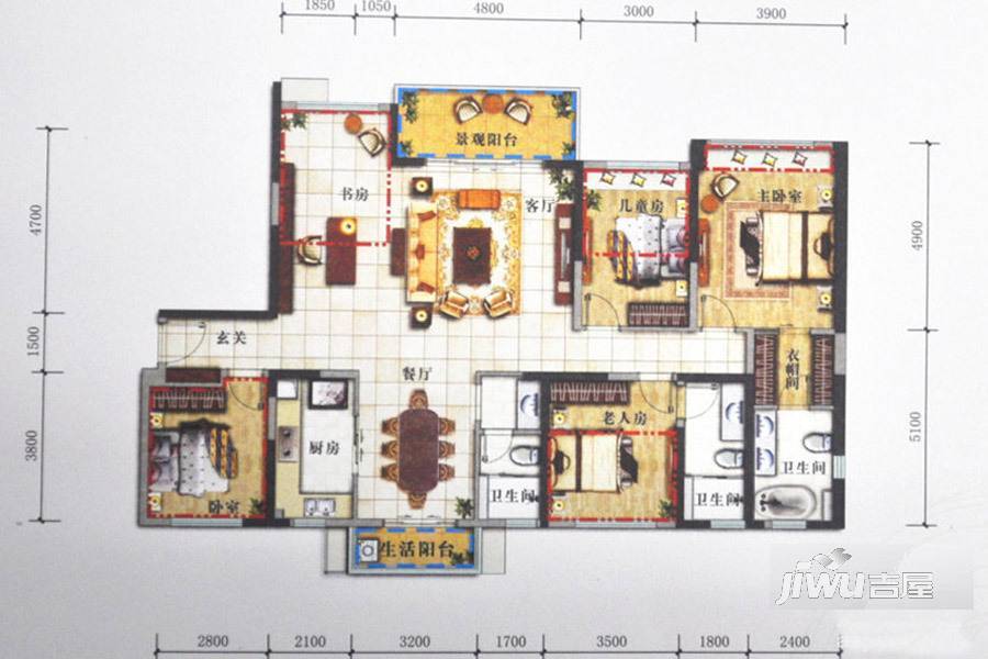 天峦湖4室2厅3卫153㎡户型图