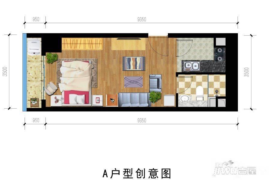 富驰时代park1室1厅1卫50㎡户型图