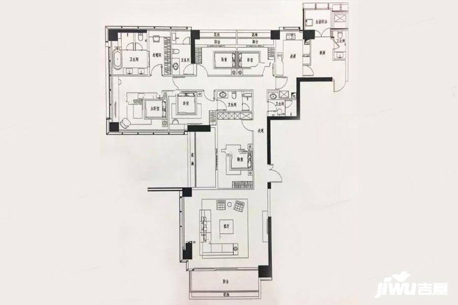 新天鹅堡5室2厅4卫293㎡户型图