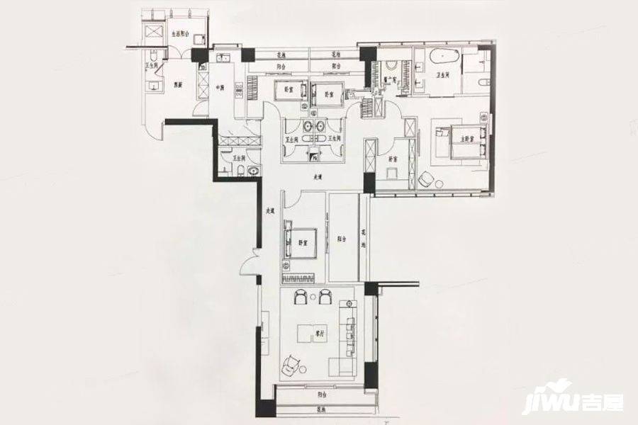 新天鹅堡5室2厅5卫268㎡户型图