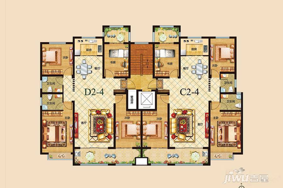 高尔夫庄园4室2厅2卫142㎡户型图