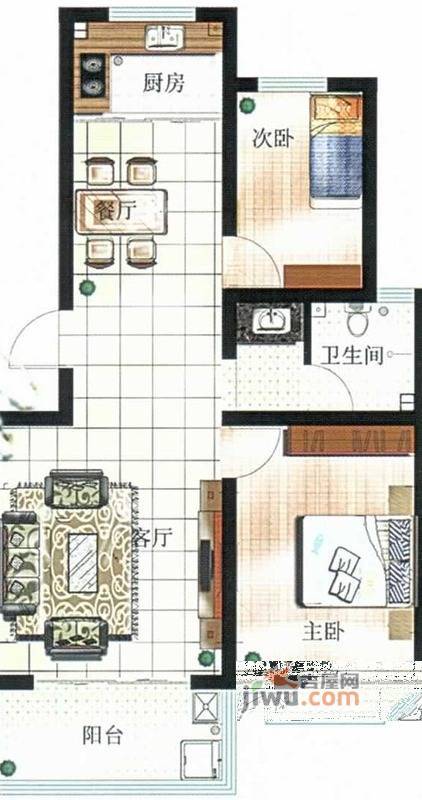 韵皓.宝翠园普通住宅89.6㎡户型图