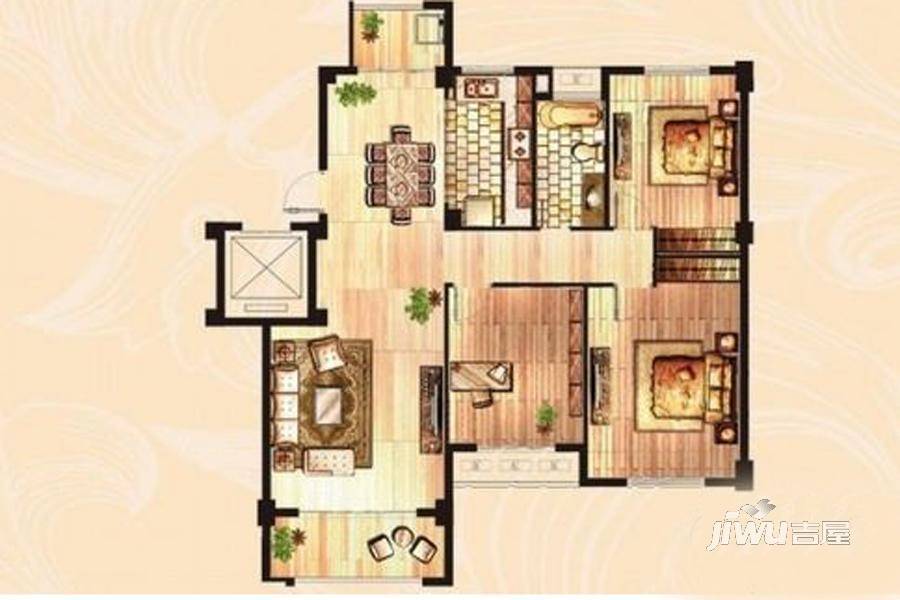 金域国际3室2厅2卫113.7㎡户型图