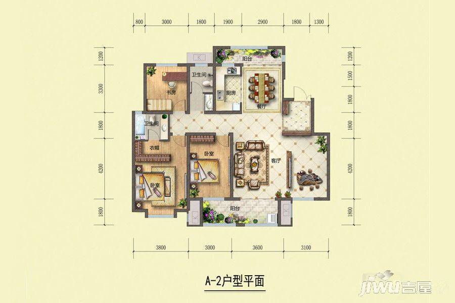 翰林庄园3室2厅2卫156㎡户型图