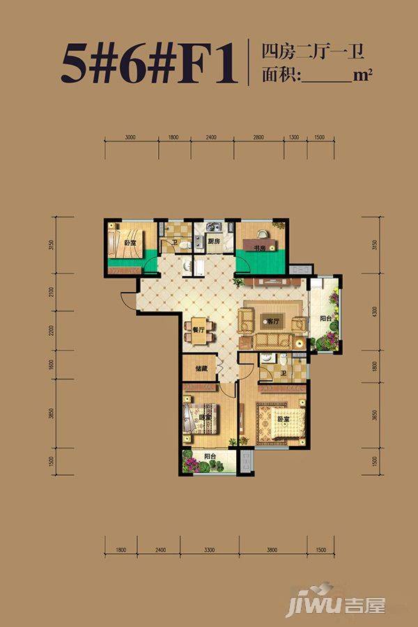 四季城4室2厅2卫145㎡户型图