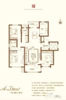 保利堂悦3室2厅2卫130㎡户型图
