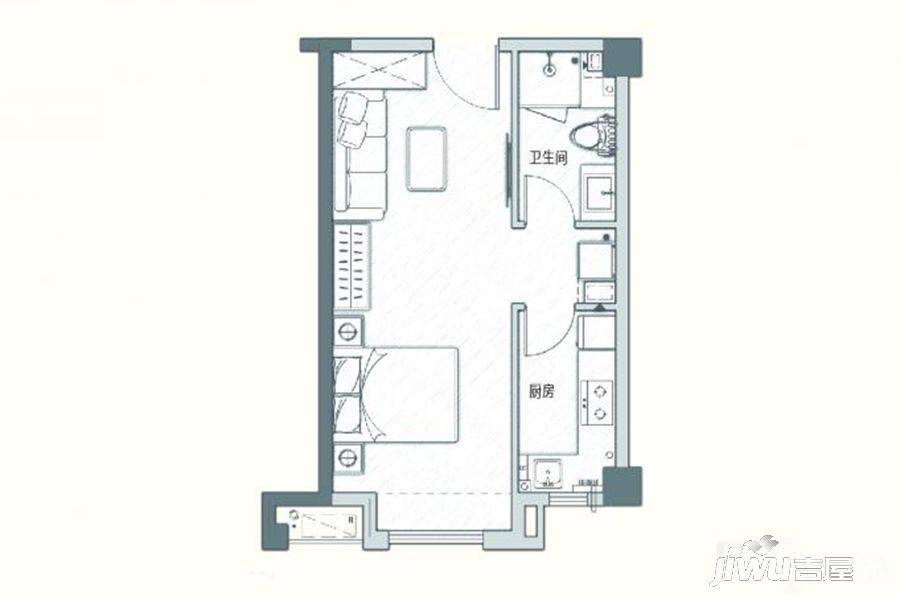 华润凯旋门1室1厅1卫48㎡户型图
