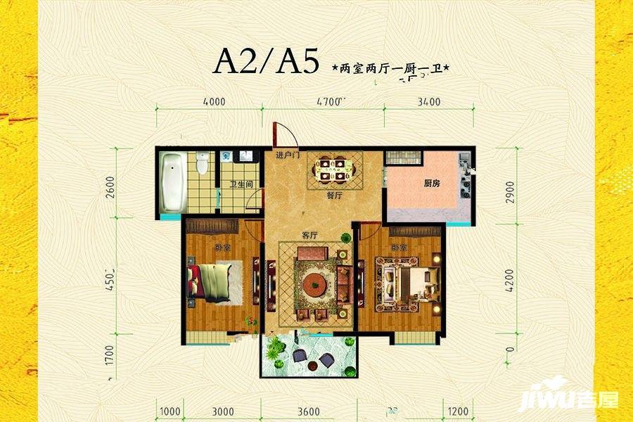 焦庄佳园2室2厅1卫107㎡户型图