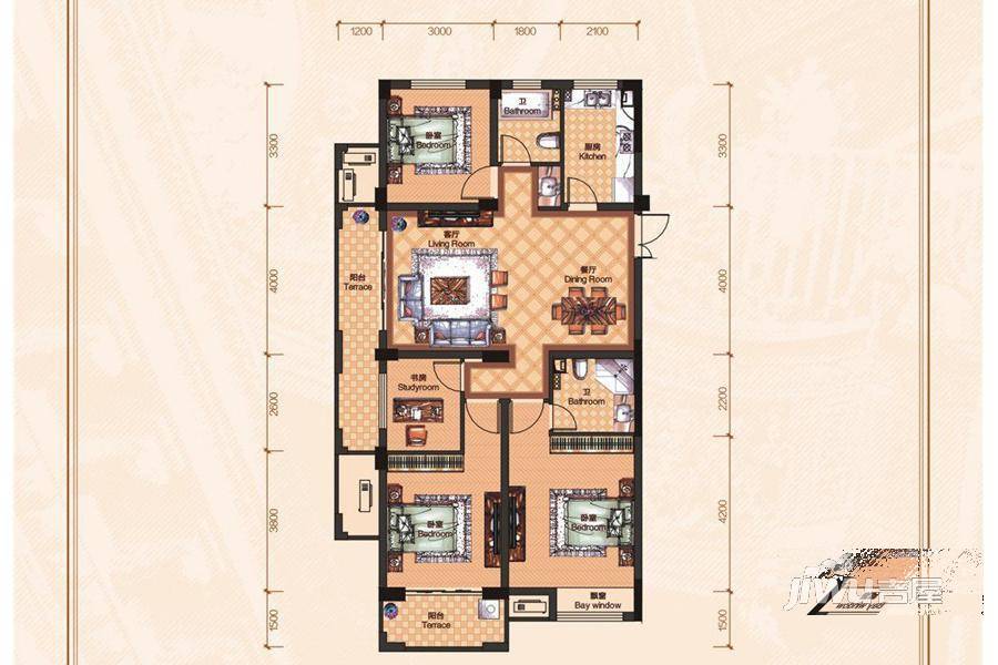 和泰城4室2厅2卫122㎡户型图