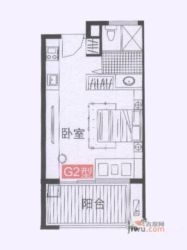 中信庐山西海1室1厅1卫42.5㎡户型图