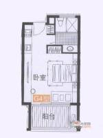 中信庐山西海1室1厅1卫41.8㎡户型图