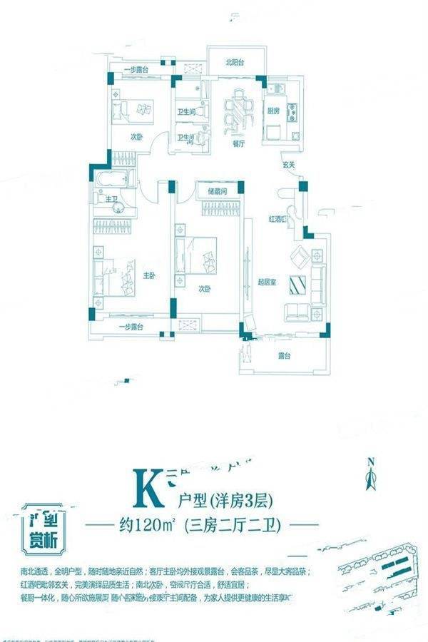 中国铁建山语城3室2厅2卫120㎡户型图