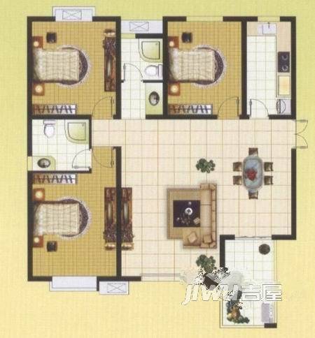 凤凰牡丹园3室2厅2卫136.7㎡户型图