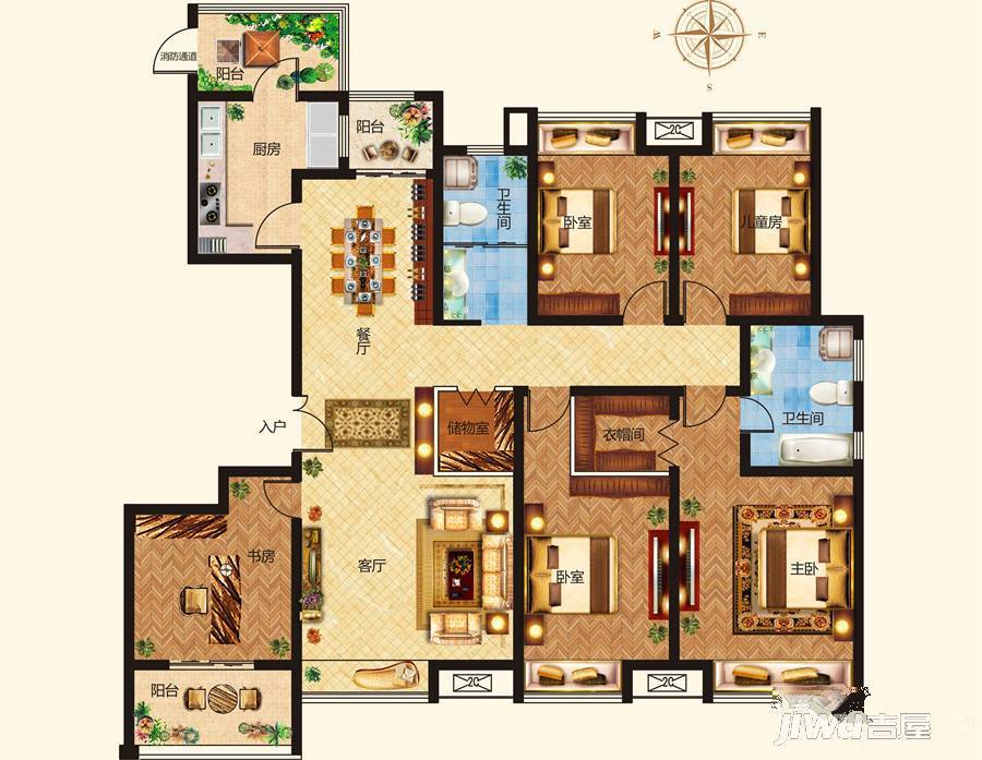 昌建誉峰5室2厅2卫188.1㎡户型图