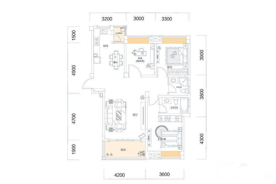 金牛国际社区3室2厅2卫127㎡户型图