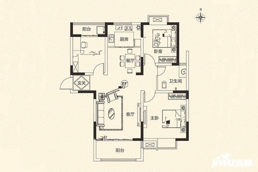 皇城嘉苑3室2厅1卫110.3㎡户型图