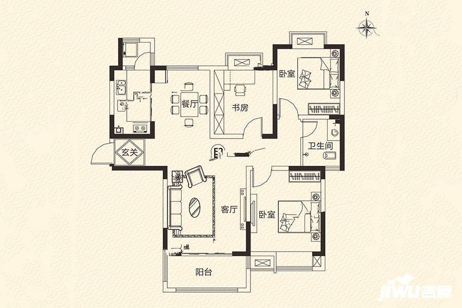 皇城嘉苑3室2厅1卫112.2㎡户型图