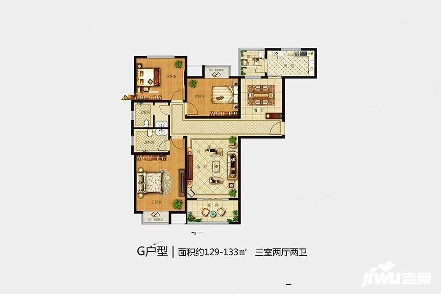 林溪佳苑3室2厅2卫133㎡户型图