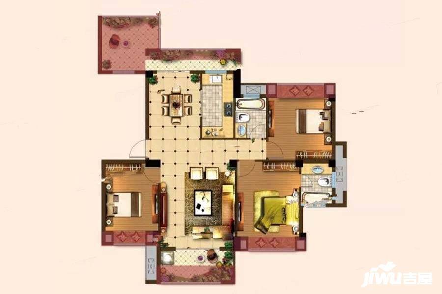 天福如意城3室2厅2卫138.7㎡户型图