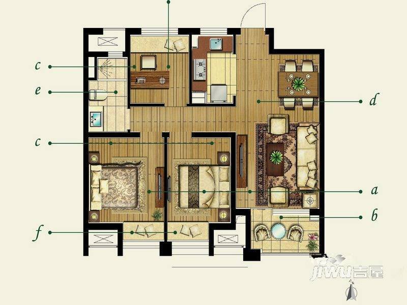 万科金色里程3室2厅1卫90㎡户型图