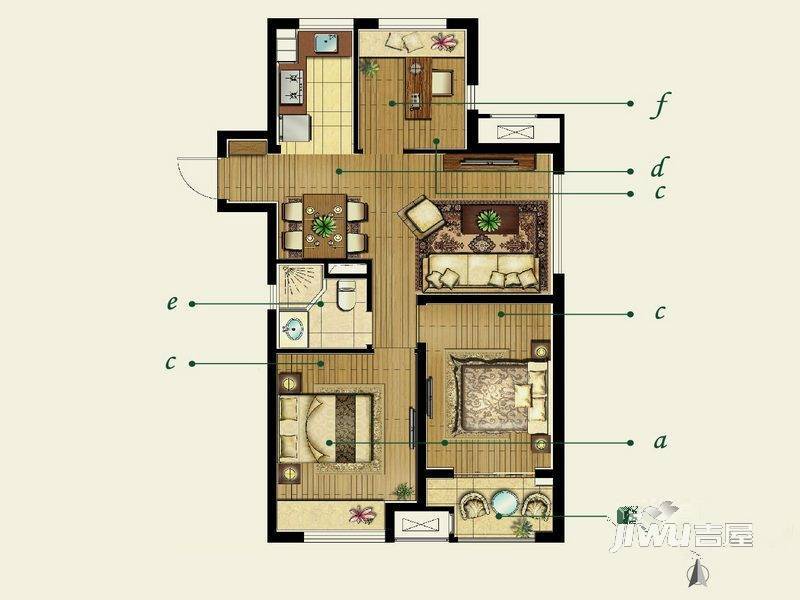 万科金色里程3室2厅1卫90㎡户型图