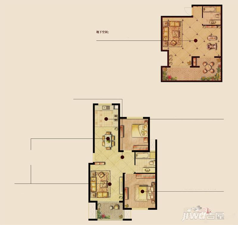 南悦豪庭2室3厅2卫90㎡户型图