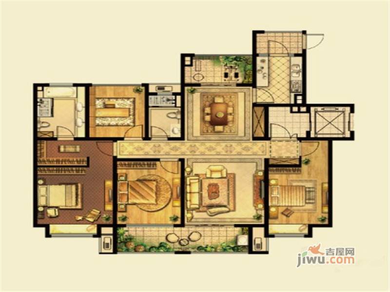 新城石湖公馆4室2厅2卫160㎡户型图