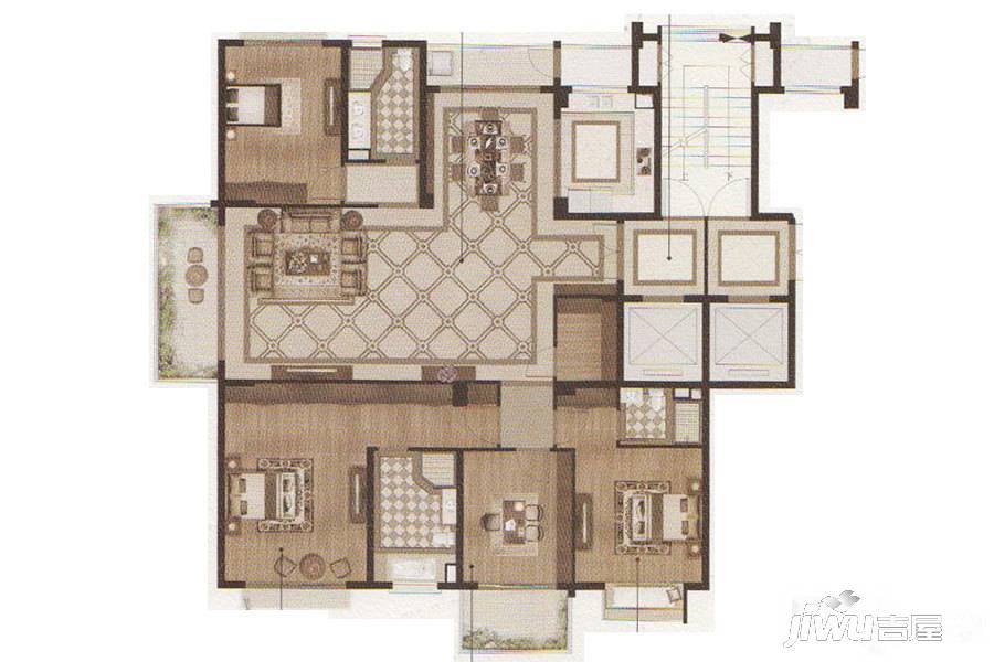 栖霞栖园4室2厅3卫200㎡户型图