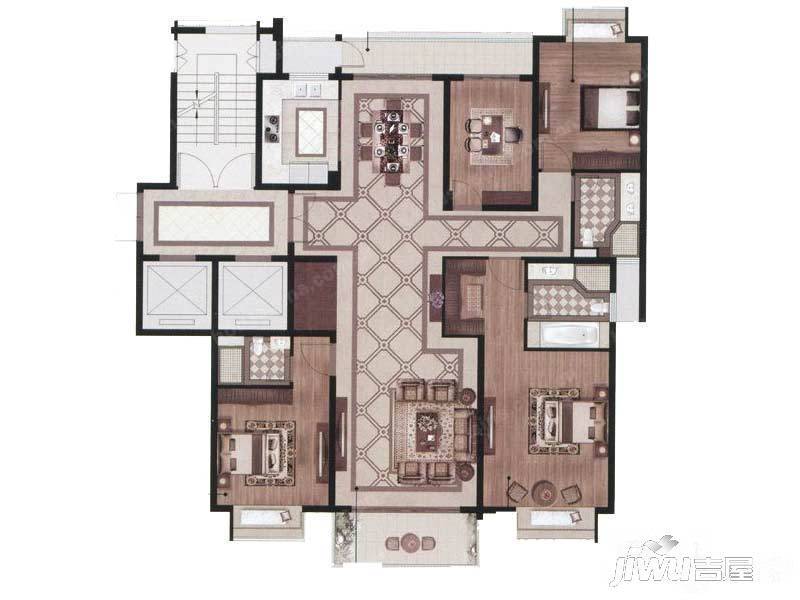 栖霞栖园4室2厅3卫187㎡户型图