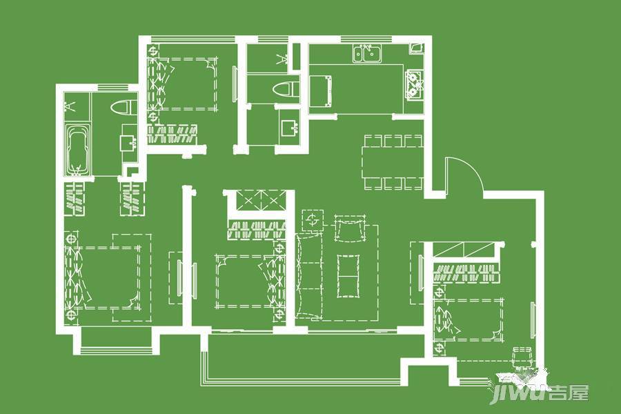 万科公园里4室2厅2卫128㎡户型图