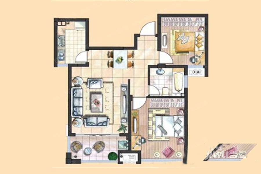 立新印象嘉园2室2厅1卫81㎡户型图