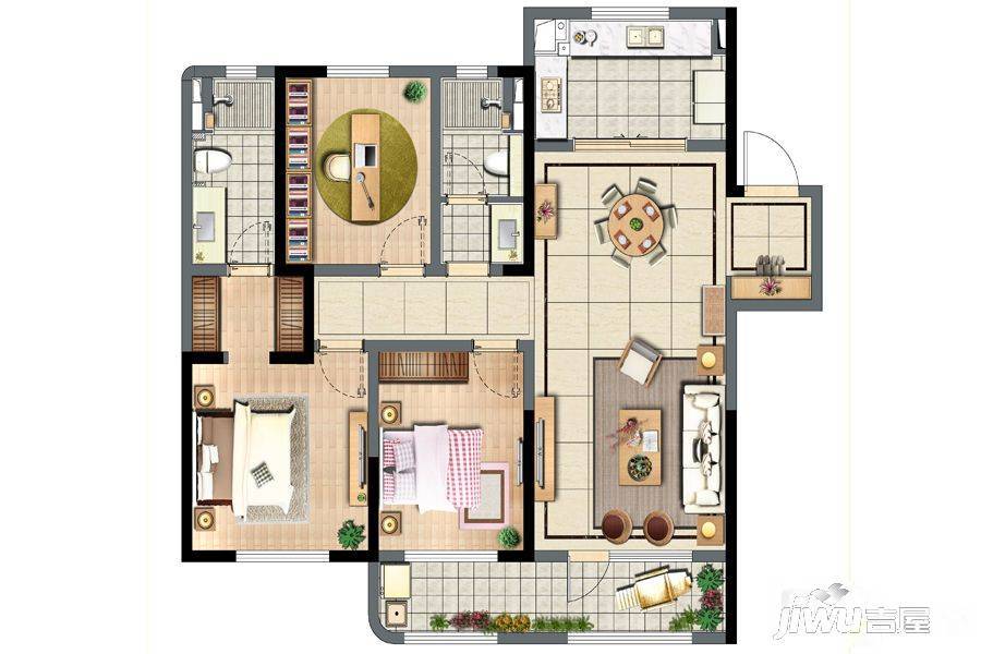 狮山当代ΜΟΜΛ3室2厅2卫121㎡户型图