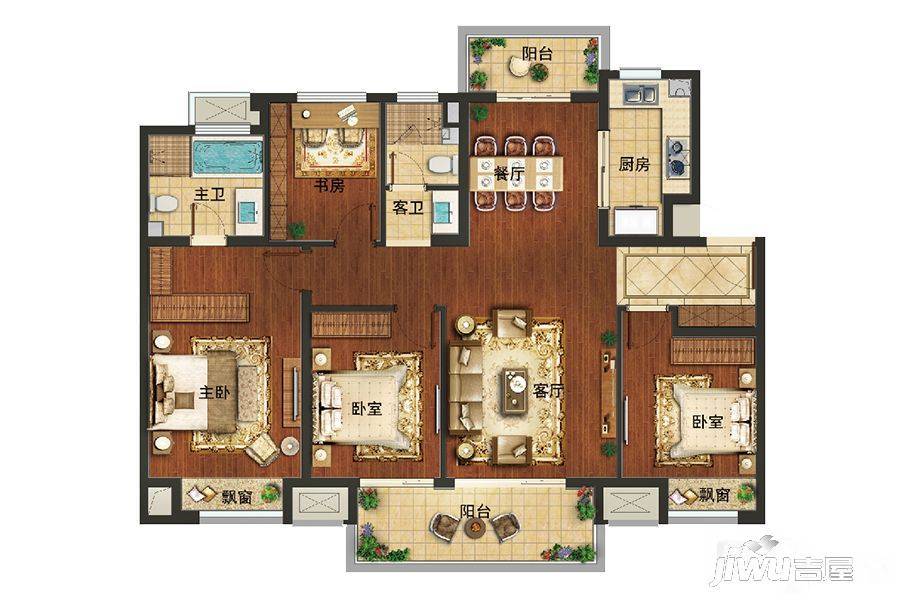 万科碧桂园4室2厅2卫127㎡户型图