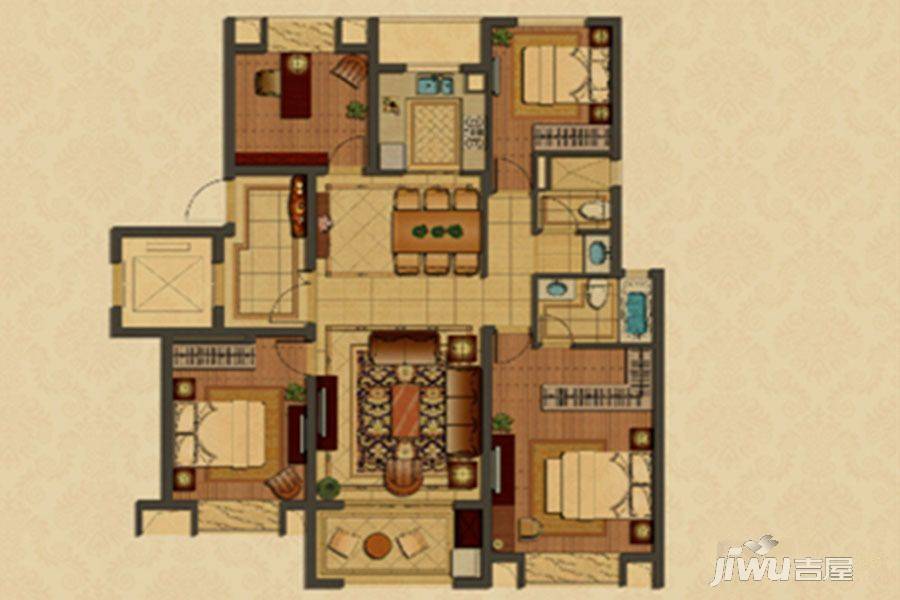 枫丹壹号4室2厅2卫118㎡户型图