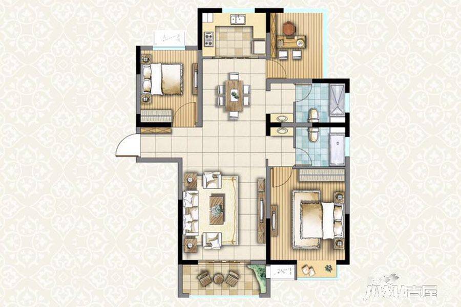 逸品阁繁华里3室2厅2卫124㎡户型图