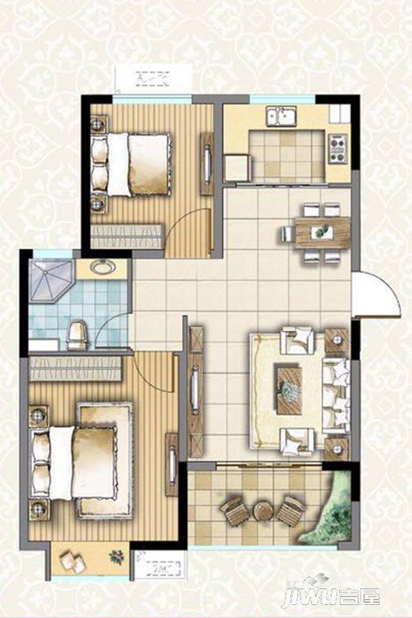 逸品阁繁华里2室2厅1卫92㎡户型图