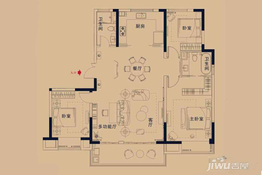 吴江鑫控锦源3室2厅2卫143㎡户型图