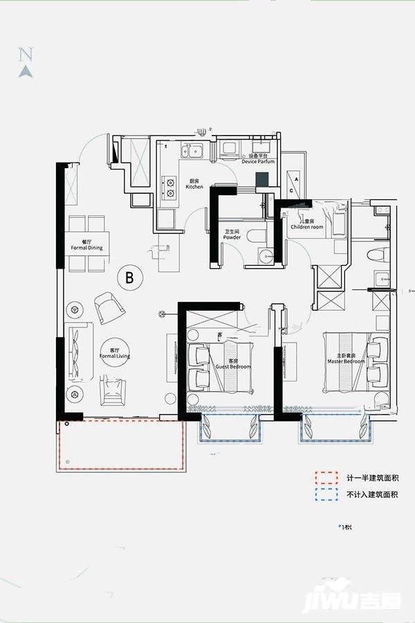 歌林小镇3室2厅2卫115㎡户型图