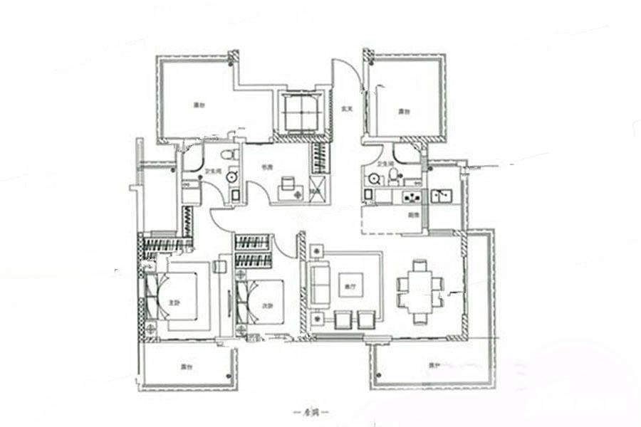 燕回江南院3室2厅2卫113㎡户型图