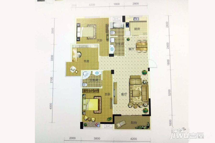 百建世纪城3室2厅2卫137㎡户型图