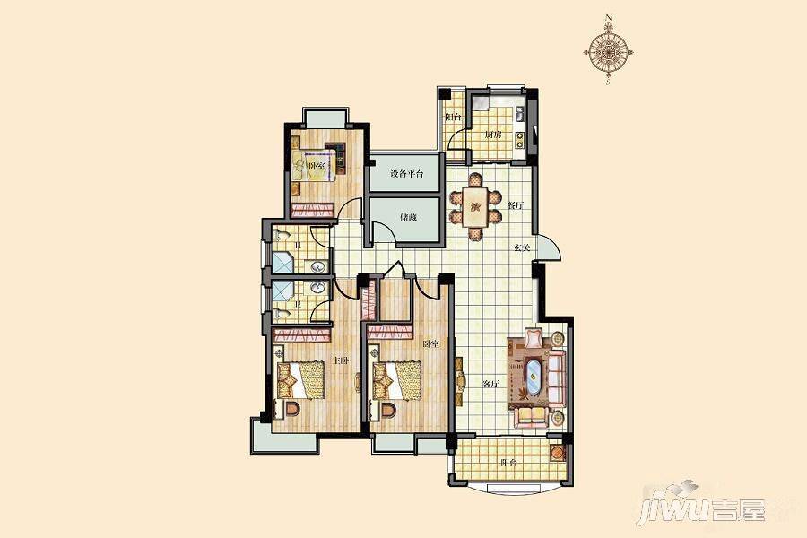 中丞翰林壹号公馆3室2厅2卫135㎡户型图