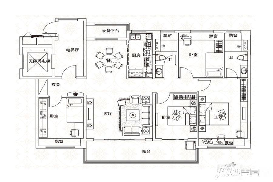 碧桂园城市之光4室2厅2卫143㎡户型图