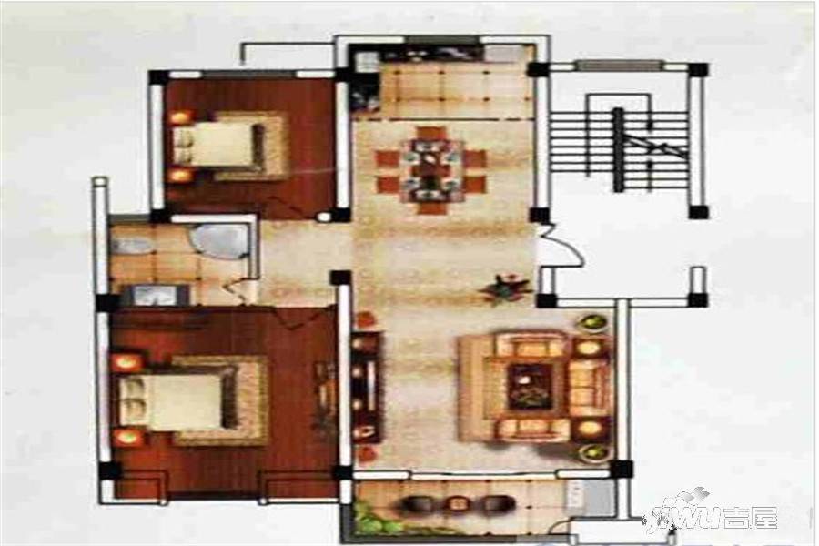 华泰东方威尼斯3室2厅1卫100㎡户型图