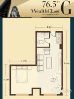 滨河金典商住花苑1室1厅1卫76.5㎡户型图