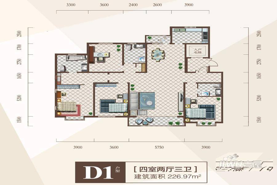 滨河风景4室2厅3卫227㎡户型图